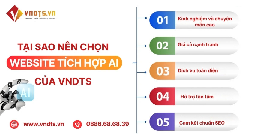 Ưu điểm khi chọn VNDTS thiết kế website tích hợp AI