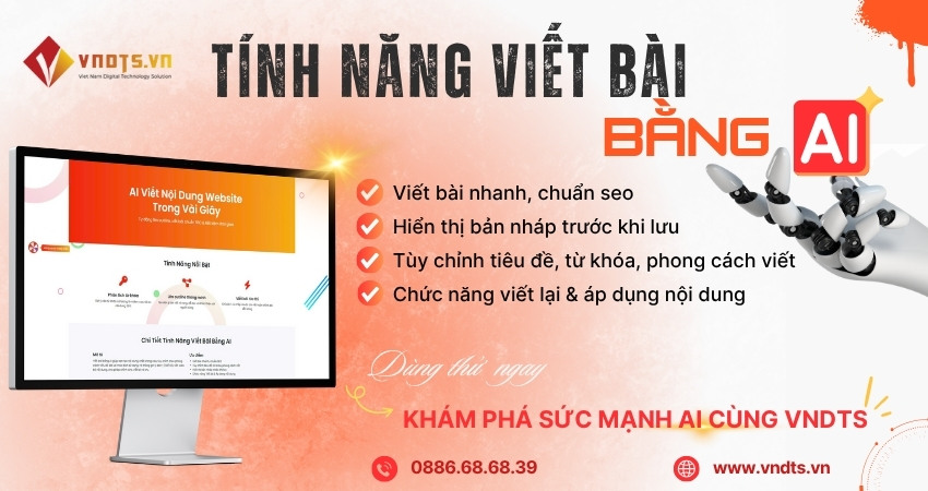 Dịch vụ thiết kế website tích hợp AI chuẩn SEO của VNDTS