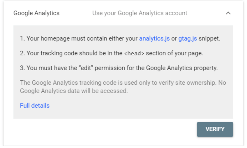 Nếu bạn đã khai báo trang web với Google Analytics, bạn có thể dùng cách này để khai báo với Google Search Console.
