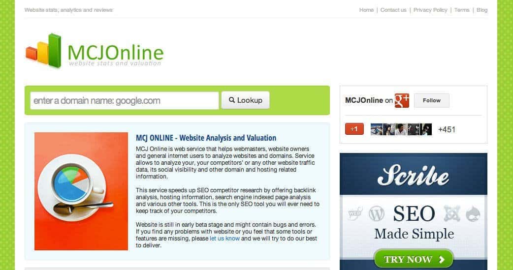 Với MCJOnline, bạn có thể truy cập và xác định giá trị website miễn phí và được cung cấp các con số như thu nhập dự kiến kiếm được trong tương lai.